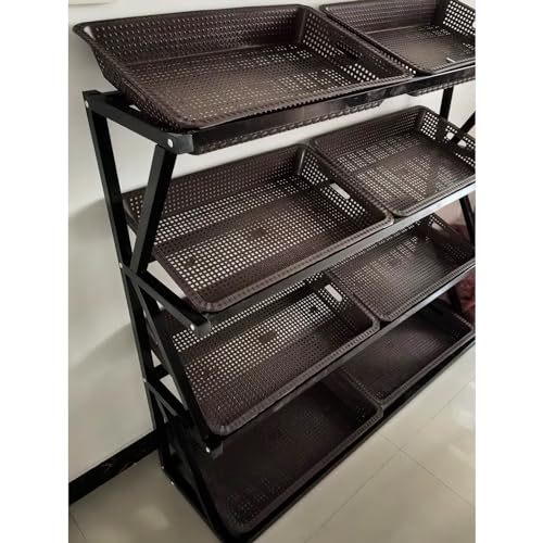 Snack-Regal im Supermarkt 4 Schichten Küche Obst-Gemüse-Aufbewahrung, Supermarkt-Snack-Korb-Regal für Chipstüten/Getränke/Brote, Einzelhandelsgeschäft Lebensmittelgeschäft Display Rack Freistehend(Col von MZZKFC