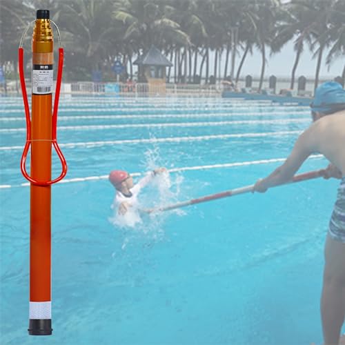 Teleskopische Schwimmbad Sicherheitshaken Stange, 4.5 5.5 6.5m Lebensrettungsausrüstung für gefährliche Wasserbereiche, Hilfe für kämpfende, ertrinkende Schwimmer/ Lehrschwimmer ( Size : 5.5m/18ft--5 von MZZKFC