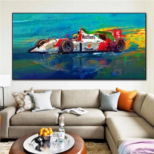 MZeer Bild auf Leinwand, Motiv Ayrton Senna F1, Legende, 50 x 70 cm, ohne Rahmen von MZeer