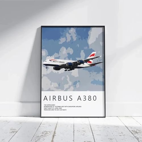 MZeer Leinwandbild, Boeing Airbus-A380 Airbus-A380, Wandkunst, Wohnkultur für Jungenzimmer, 50 x 70 cm ohne Rahmen von MZeer