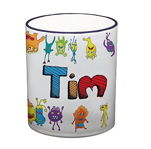 Ma2ca® Bunte Monster Namens Kindertasse mit eigenen Namen Tasse Becher-Rand_Kobaltblau von Ma2ca