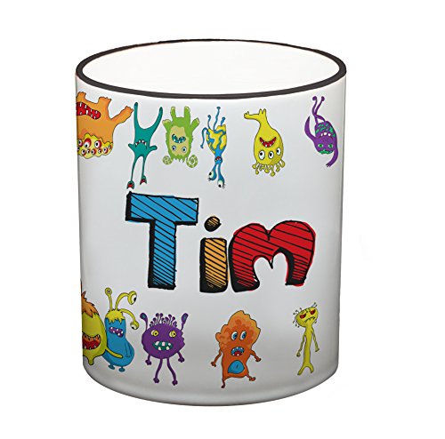 Ma2ca® Bunte Monster Namens Kindertasse mit eigenen Namen Tasse Becher-Rand_schwarz von Ma2ca