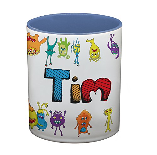 Ma2ca® Bunte Monster Namens Kindertasse mit eigenen Namen Tasse Becher-innen_cambridgeblau von Ma2ca