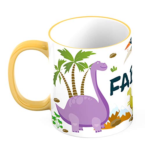 Ma2ca® Dinos Kindertasse Becher Tasse Dinosaurier Tasse Becher-Rand_goldgelb von Ma2ca