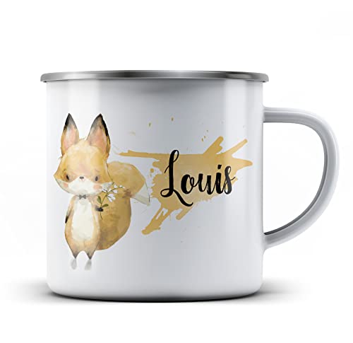 Ma2ca® Fox Fuchs Kindertasse Emaille personalisiert mit Namen Emailletasse Tasse Emaillebecher Kindertasse Becher von Ma2ca