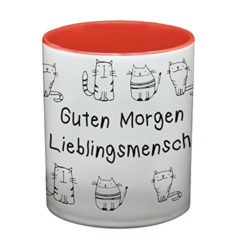 Ma2ca® Guten Morgen Lieblingsmensch Katzen Becher Tasse Tasse Becher-innen_rot von Ma2ca