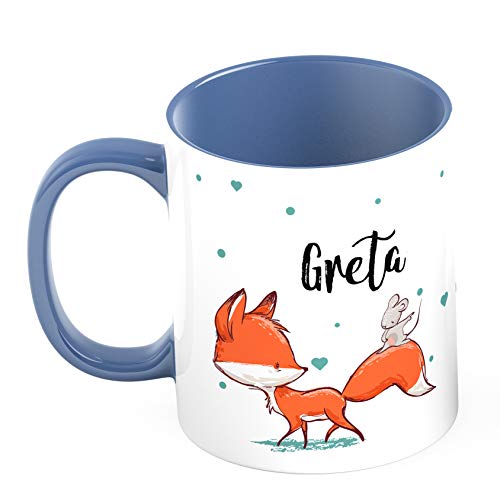 Ma2ca® Kindertasse mit Namen Fuchs Fox Tasse Tasse Becher-innen_cambridgeblau von Ma2ca