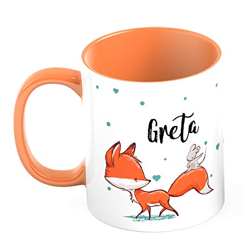 Ma2ca® Kindertasse mit Namen Fuchs Fox Tasse Kinder Tasse Becher-innen_orange personalisiert von Ma2ca