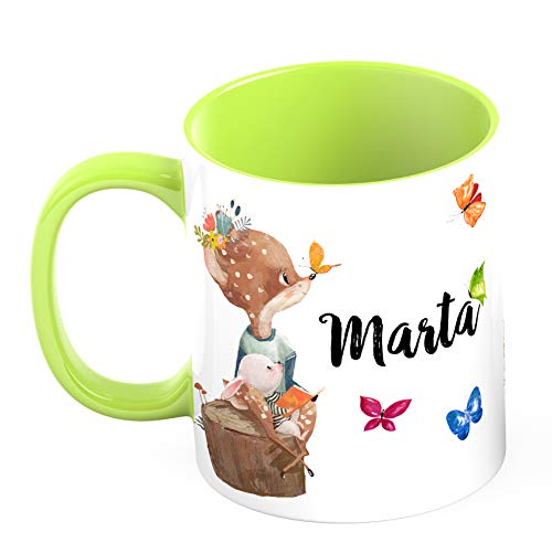 Ma2ca® Kindertasse mit Namen Rehkitz Butterfly Tasse Becher-innen_hellgruen von Ma2ca