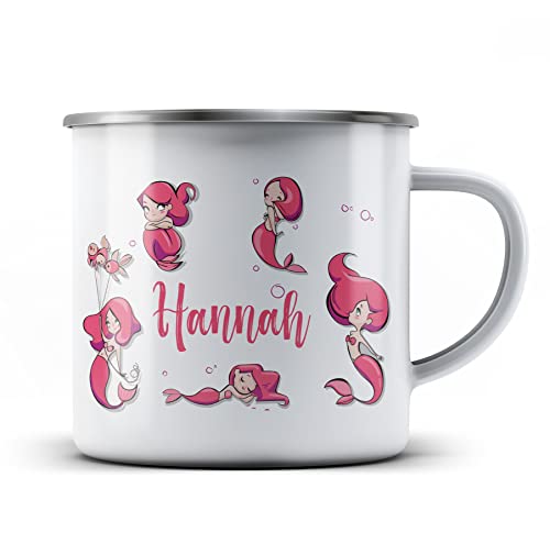 Ma2ca® Meerjungfrau Kindertasse Emaille personalisiert mit Namen Emailletasse Tasse Emaillebecher Kindertasse Becher von Ma2ca