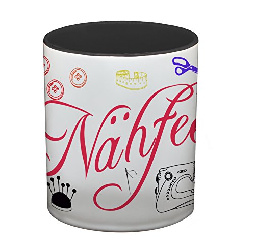 Ma2ca® Nähfee Kaffeetasse Becher Tasse Schneiderin Tasse Becher-innen_schwarz von Ma2ca