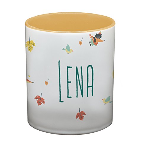Ma2ca® Namenstasse Waldtiere Kindertasse mit Namen Becher Tasse Tasse Becher-innen_goldgelb von Ma2ca