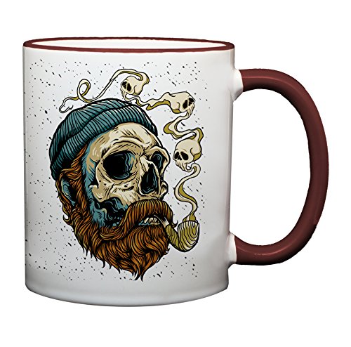 Ma2ca® Seeman Skull Tasse Pirat Becher Kaffeetasse Tasse Becher-Rand_Bordeaux von Ma2ca