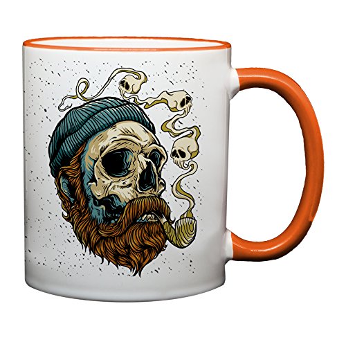 Ma2ca® Seeman Skull Tasse Pirat Becher Kaffeetasse Tasse Becher-Rand_orange von Ma2ca