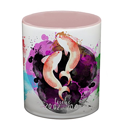 Ma2ca® Sternzeichen Fische Kaffeetasse Becher Tasse Tasse Becher-innen_rosa von Ma2ca