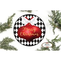 Harlekin Merry Christmas Ornament Zeichen - Kranz Verbesserung von MaDoorableCreations