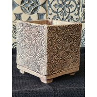 Keramik Blumentopf Eckig Mit Füßen Natur von MaJaHomeDecor