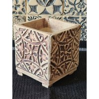 Keramik Blumentopf Eckig Mit Füßen Natur von MaJaHomeDecor