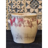 Keramik Blumentopf Weiß-Rot 1 von MaJaHomeDecor