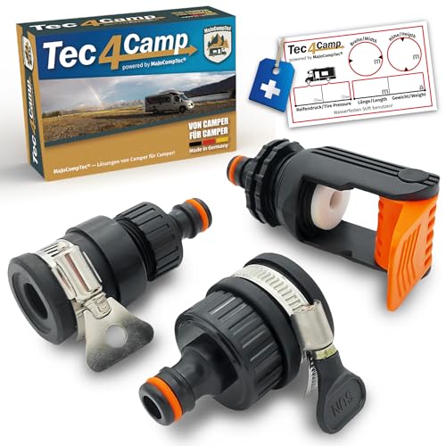 MaJoCompTec® ALLCONNECT universal Wasserhahn Anschluss Set | verstellbarer Wasser Hahnanschluss für Aussenhahn ohne Gewinde | Wohnmobil Caravan Boot Adapter Set (Wasserdieb-Set) von MaJoCompTec