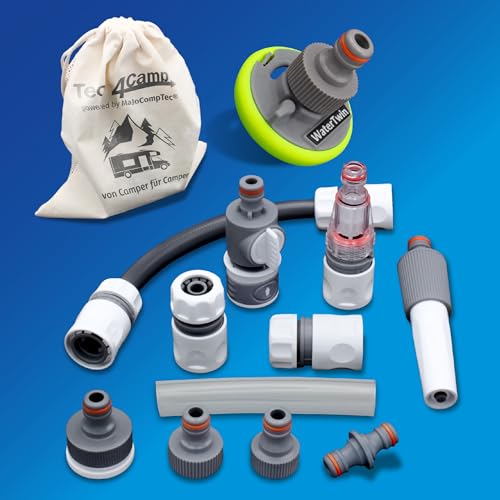 MaJoCompTec® CONNECT-30 Wohnmobil Wasser Tank Set| Caravan Einfüllstutzen Tankdeckel Zubehör (Anschluss-Set mit Filter, Bundle mit Wassertankadapter 3 Pin D:68) von MaJoCompTec