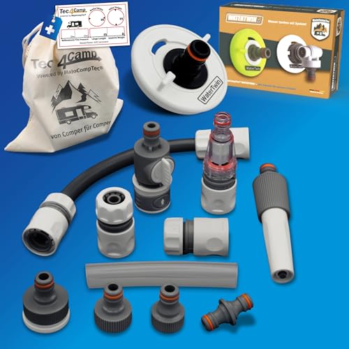MaJoCompTec® CONNECT-30 Wohnmobil Wasser Tank Set| Caravan Einfüllstutzen Tankdeckel Zubehör (Anschluss-Set mit Filter, Bundle mit Wassertankadapter 3 Pin D:78) von MaJoCompTec