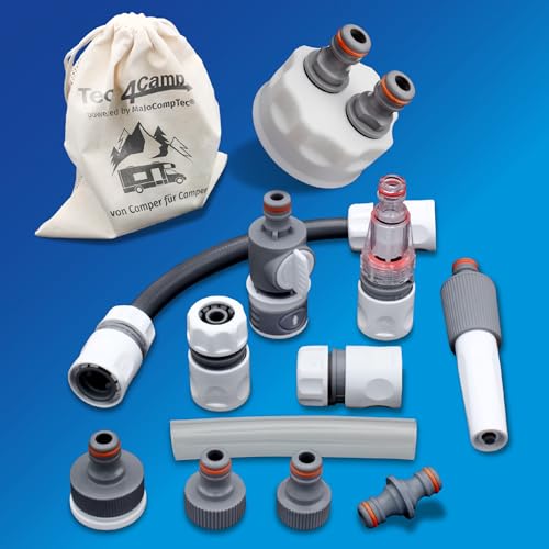 MaJoCompTec® CONNECT-30 Wohnmobil Wasser Tank Set| Caravan Einfüllstutzen Tankdeckel Zubehör (Anschluss-Set mit Filter, Bundle mit Wassertankadapter IG60 Grobgewinde) von MaJoCompTec