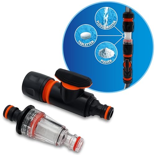 MaJoCompTec® DUOMIX Wasserfilter Set | Mischer für Wasseraufbereiter | Zusatz von Pulver Tabletten zur Konservierung von Trinkwasser | Wohnmobil Caravan Boot (Kompakt Filter + Regulierventil) von MaJoCompTec