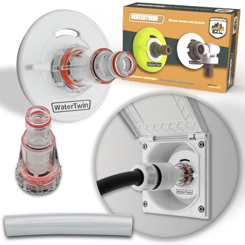 Tec4Camp® WATERTWIN-PRO Tankdeckel mit Wasseranschluss | Adapter mit Filter für Wassertankdeckel 3-Pin D:68 | Wassereinfüllstutzen Befüll Anschluss | Wohnmobil Wohnwagen Zubehör von MaJoCompTec