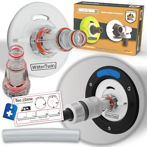 Tec4Camp® WATERTWIN-PRO Tankdeckel mit Wasseranschluss | Adapter mit Filter für Wassertankdeckel 3-Pin D:78 | Wassereinfüllstutzen Befüll Anschluss | Wohnmobil Wohnwagen Zubehör von MaJoCompTec