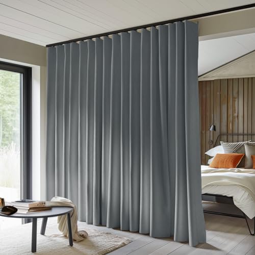 MaKefeile Raumteiler Vorhänge Total Blackout Sichtschutz Vorhang Panel Raum Wärmeisoliert Geräuschreduzierung Vorhang für Schlafzimmer Fenster Wohnzimmer Deckenschiene Vorhang B 10ft × H 8ft von MaKefeile