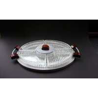 Art Deco Spiegeltablett Mit Anbietschalen Aus Geriffeltem Pressglas Um 1930 Art Deco Spiegeltablett Mit Anbietschalen Aus Geriffeltem Pressglas Um 1930 von MaKoVintageShop