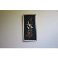 Ausgefallenes Handgesticktes Bild 2 Reiher/Kraniche Im Schilf Mit Küken Nest Ausgefallenes Handgesticktes Bild 2 Reiher/Kraniche Im Schilf Mit Küken Nest von MaKoVintageShop