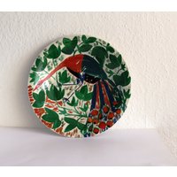 Großer Teller, Obstschale Mit Pfauenmotiv, Marke Winterling Röslau, Handbemalt Aus Den 30Er Jahren von MaKoVintageShop