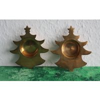 Teelichthalter in Form Von Tannenbäumen 2 Stück Massiv Messing Vintage von MaKoVintageShop