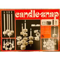 Candle Snap Schweizer Design Von Lüthi 1970Er Jahre Steck Kerzenhalter Aus Kunststoff, Neu Und Original Verpackt in Weiß von MaLeNaVintage