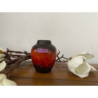 Traumhafte Scheurich 550/10 Wunderschöne Schwarz/Rote Schwarze Mini Vintage Vase Mid Century Modernist Wgp Klassiker , Westdeutsch von MaLeNaVintage