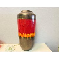 Traumhafte Scheurich Boden Vase 517-50, Orange Schwarz Mit Fat Lava, Wgp Klassiker , Westdeutschland 1970 Traumhafte Scheurich Boden Vase 517-50, Orange Schwarz Mit Fat Lava, Wgp Klassiker , Westdeutschland 1970 von MaLeNaVintage