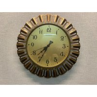 Vintage Richter Quarz 50Er Jahre Midcentury Sonne Sun Wanduhr Sputnik Messing von MaLeNaVintage