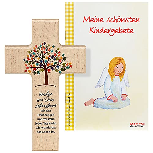 MaMeMi Kinder- Holzkreuz: 'Lebensbaum' 15 cm Natur, Kreuz zur Geburt oder Taufe von MaMeMi