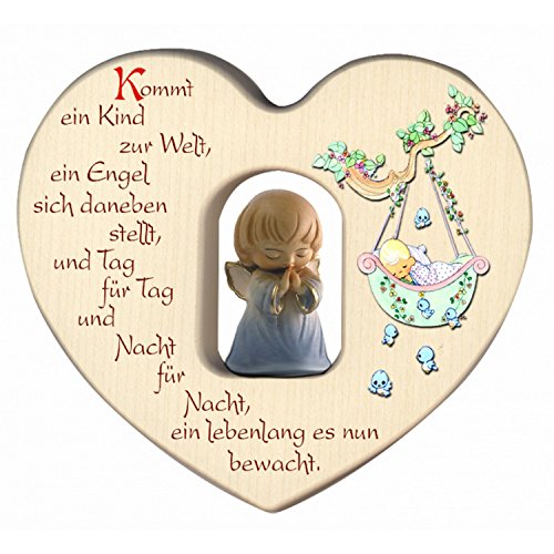 MaMeMi Herz für Jungen mit Schutzengel zur Geburt oder Taufe/Dekoration fürs Kinderzimmer/Babyzimmer aus Holz von MaMeMi