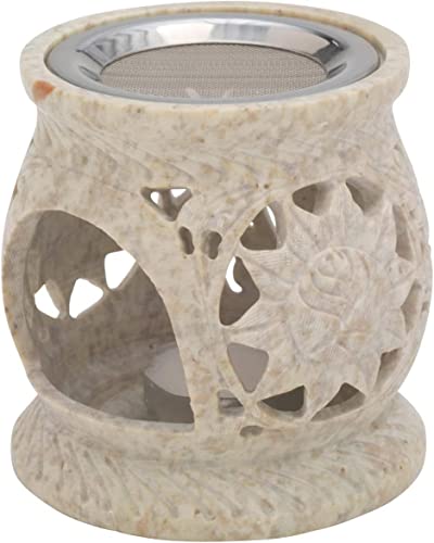 MaMeMi Grosses Räucherstövchen [Höhe 10 cm] aus Speckstein. Zum Räuchern mit einem Teelicht von MaMeMi