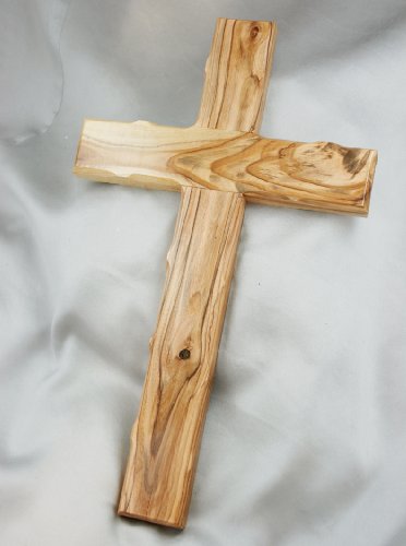 MaMeMi Holzkreuz Olivenholz mit gekerbten Kanten [25 x 13 cm] Handarbeit aus dem Heiligen Land/Bethlehem von MaMeMi