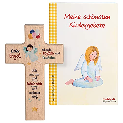 MaMeMi Kinder- Holzkreuz: 'Regenbogen-Engel' 15 cm zur Geburt, Taufe oder Kommunion von MaMeMi
