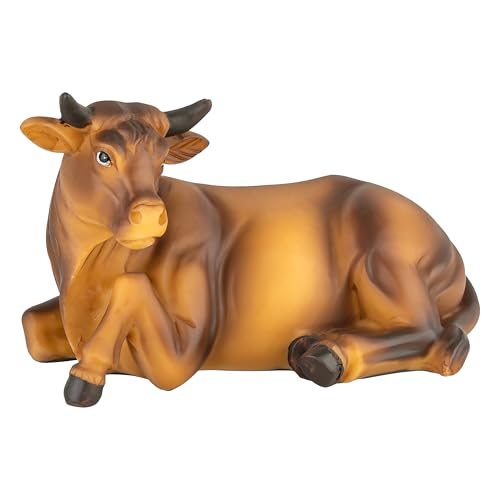 MaMeMi OCHSE – Krippenfigur/Krippentier [Handbemalt, ca. 13 x 8 cm] – Hochwertiges Krippenzubehör für WEIHNACHTSKRIPPEN, KRIPPENLANDSCHAFTEN & Modellbau von MaMeMi
