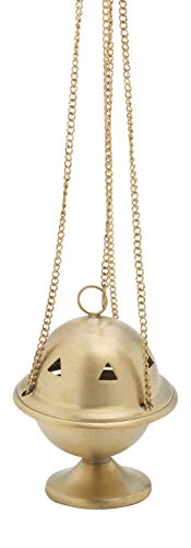 MaMeMi Qualitäts-Weihrauchfass aus Messing, Gold. [Handarbeit, Höhe 10 cm] matt. Zum tradtionellen Räuchern mit Räucherkohle von MaMeMi