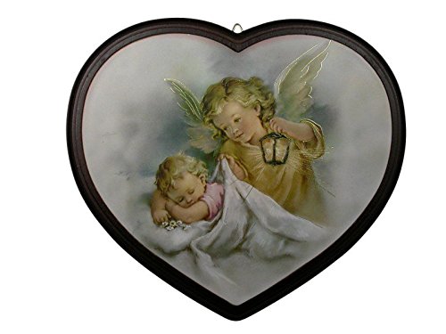 MaMeMi SCHUTZENGELBILD HERZ MIT ENGEL UND BABY 16 x 13 cm – liebevolles Geschenk von Paten oder Großeltern zur Taufe oder Geburt Collection. Nostalgisch-romantisch von MaMeMi