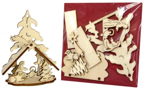 MaMeMi Stecksatz Heilige Familie im Stall [ca 9 cm hoch, Handarbeit] Süße Mini-Krippe/Tischkrippe/Kompaktkrippe aus Holz, original aus Südtirol von MaMeMi
