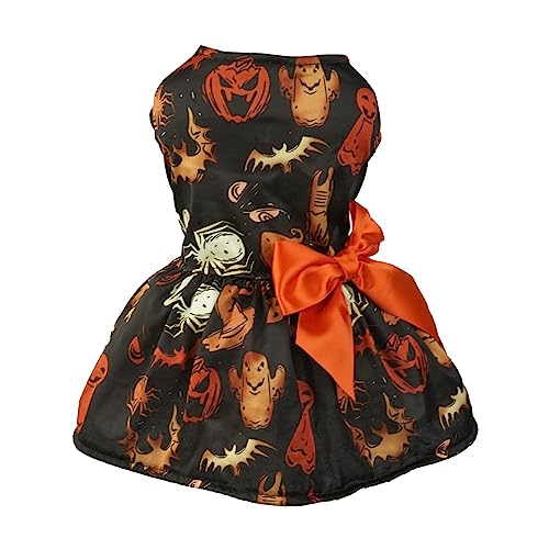 Hundeweste Bekleidung Haustier-Hundekleid, Halloween-Haustierkleid, schwarzes Kürbiskleid Haustier Katze Hundemantel Hund Fleece Weste (Black, M) von MaNMaNing