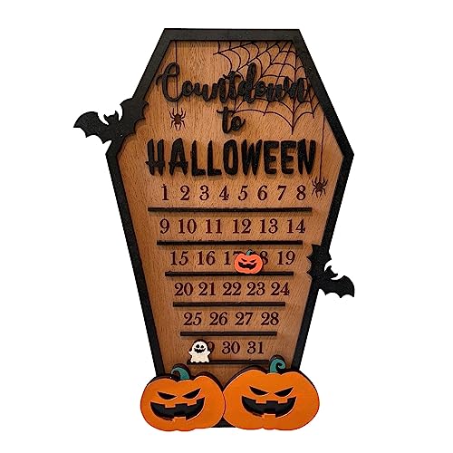 MaNMaNing Countdown-Halloween-Sargkalender, Halloween-Hausförmiger Countdown-Kalender, Schneiden von DREI Dekorationen, Fledermaus, DIY Halloween-Countdown-Kalender (1 Stück) (Khaki, One Size) von MaNMaNing